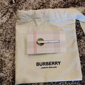 Burberry Tie Clip, metal, silver-tone, comes with baggie as pictured.